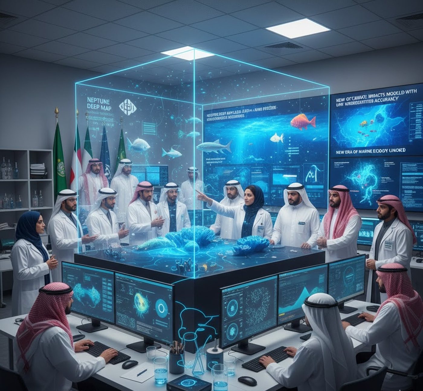 Analysts reviewing Neptune Deep Drive data in an operations centre