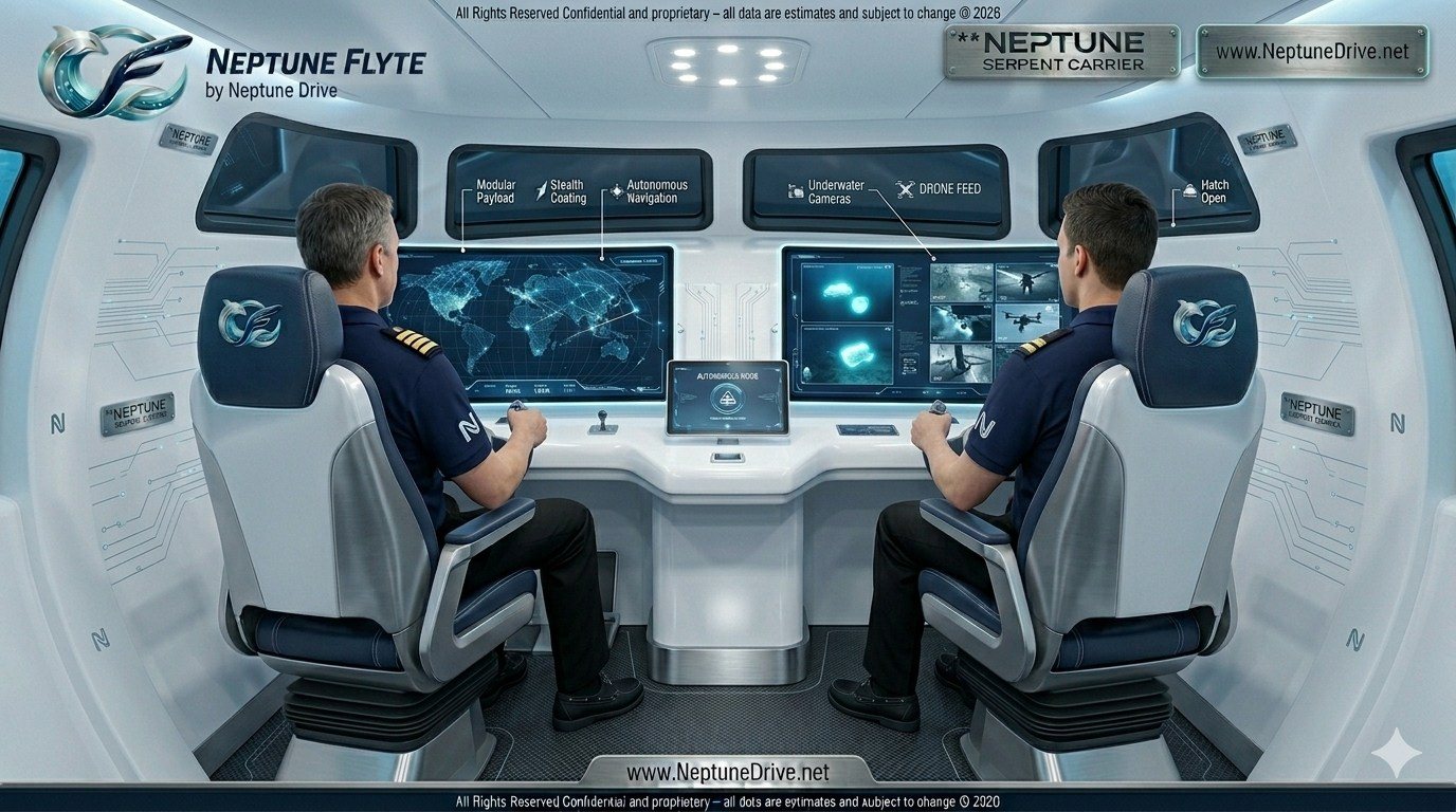 Neptune Flyte bridge with two crew