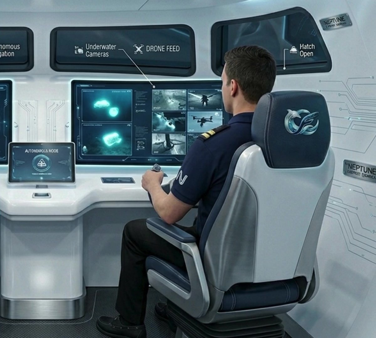 Neptune Legion command station with camera and drone feeds